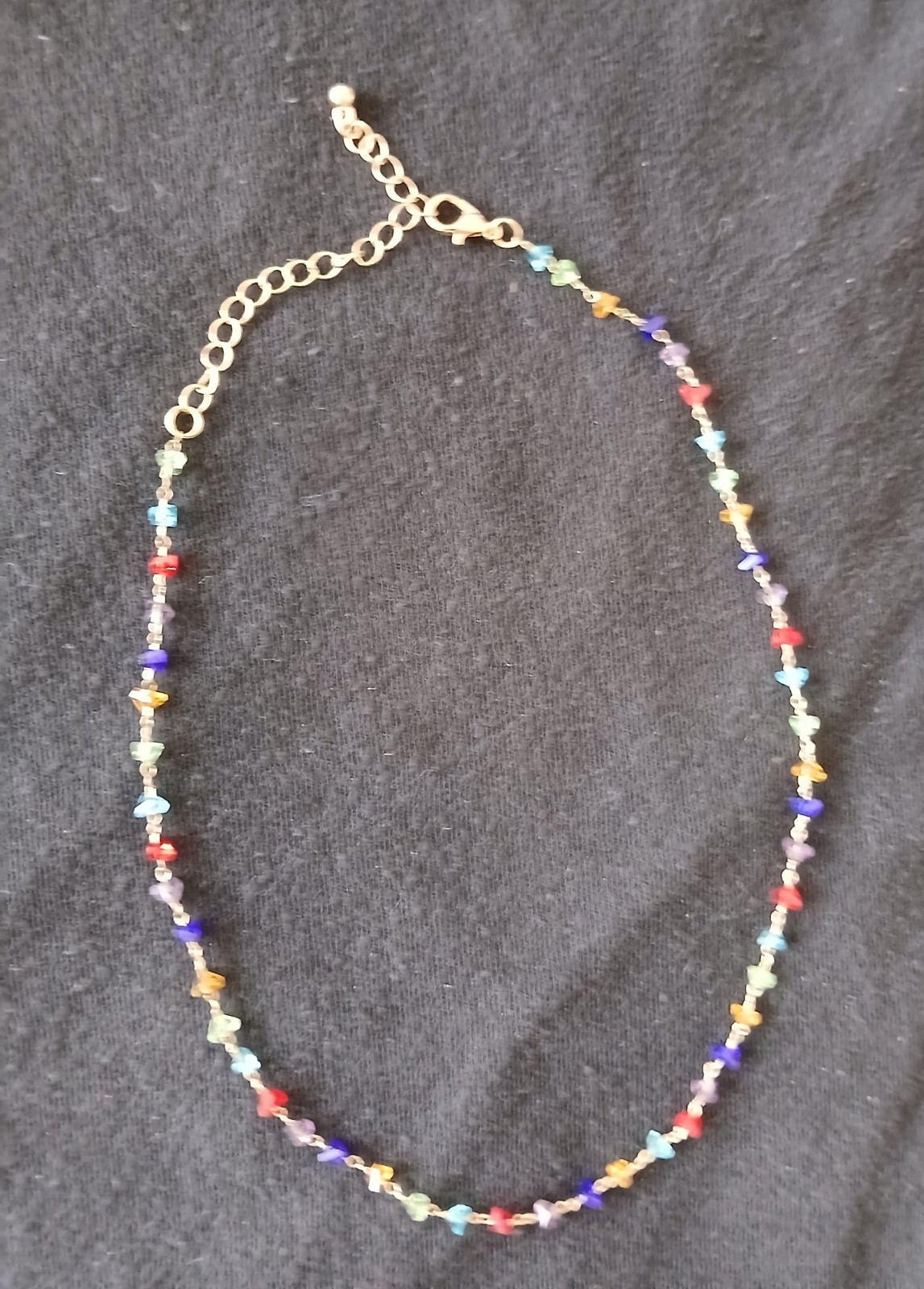 Multicolor Beaded Necklace Cable Chain Adjustable Extender Lobster Clasp