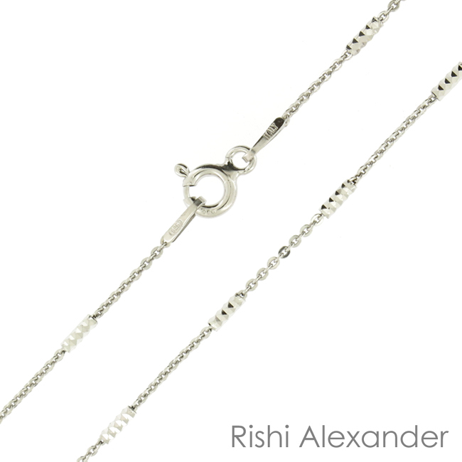 925 Sterling Silver Rhodium Finish Diamond Cut Tube Brite Chain Necklace Italy