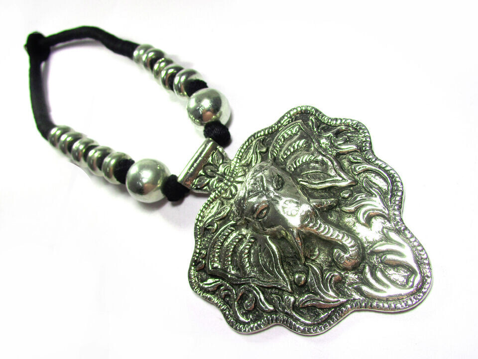 N7707 Handmade Ganesh Elephant Pendant Necklace Spiritual Hindu Yoga Gift Nepal
