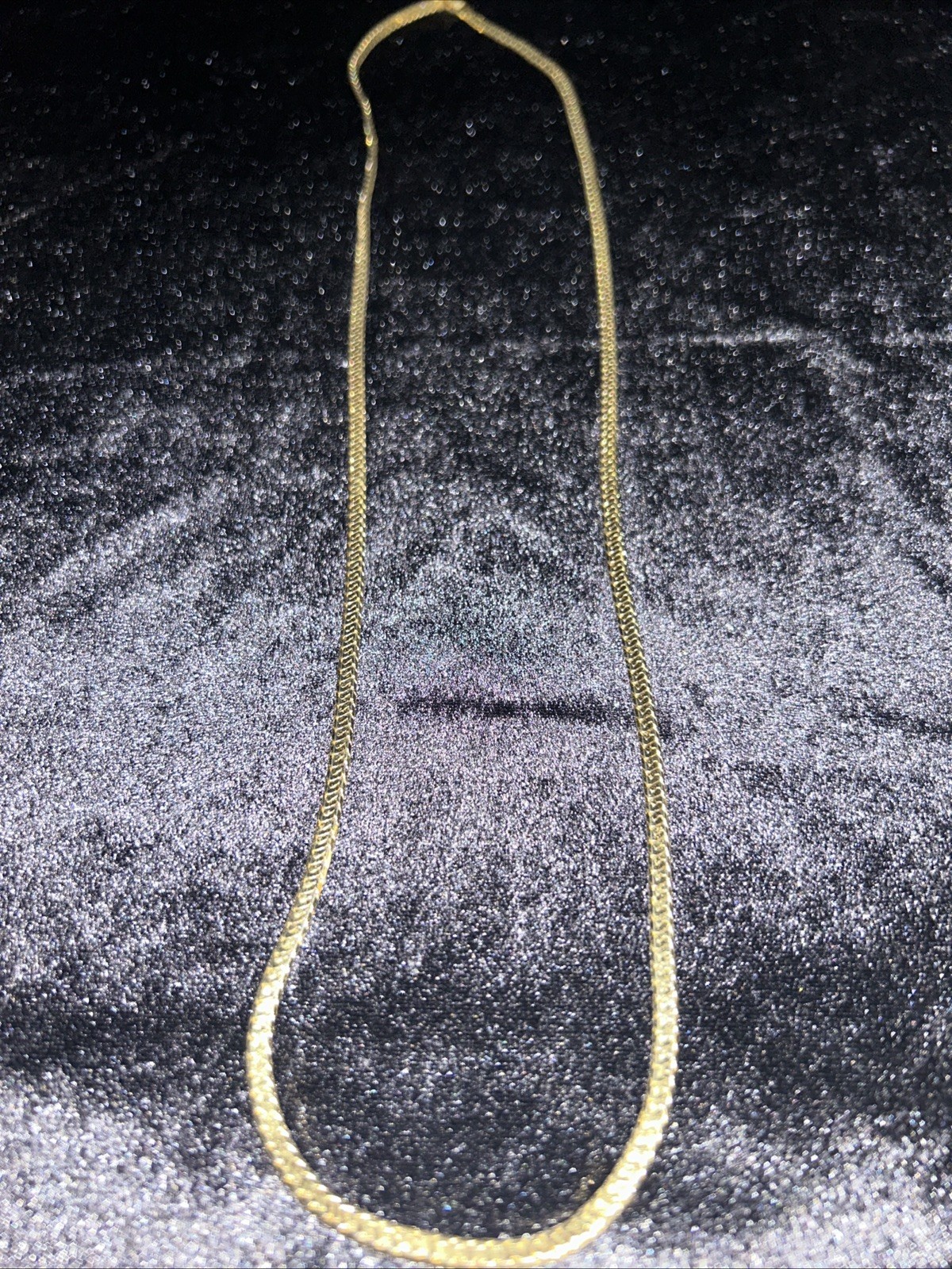 Vintage Signed Monet Gold-Tone Flat Herringbone Chain Necklace 14.5” Drop