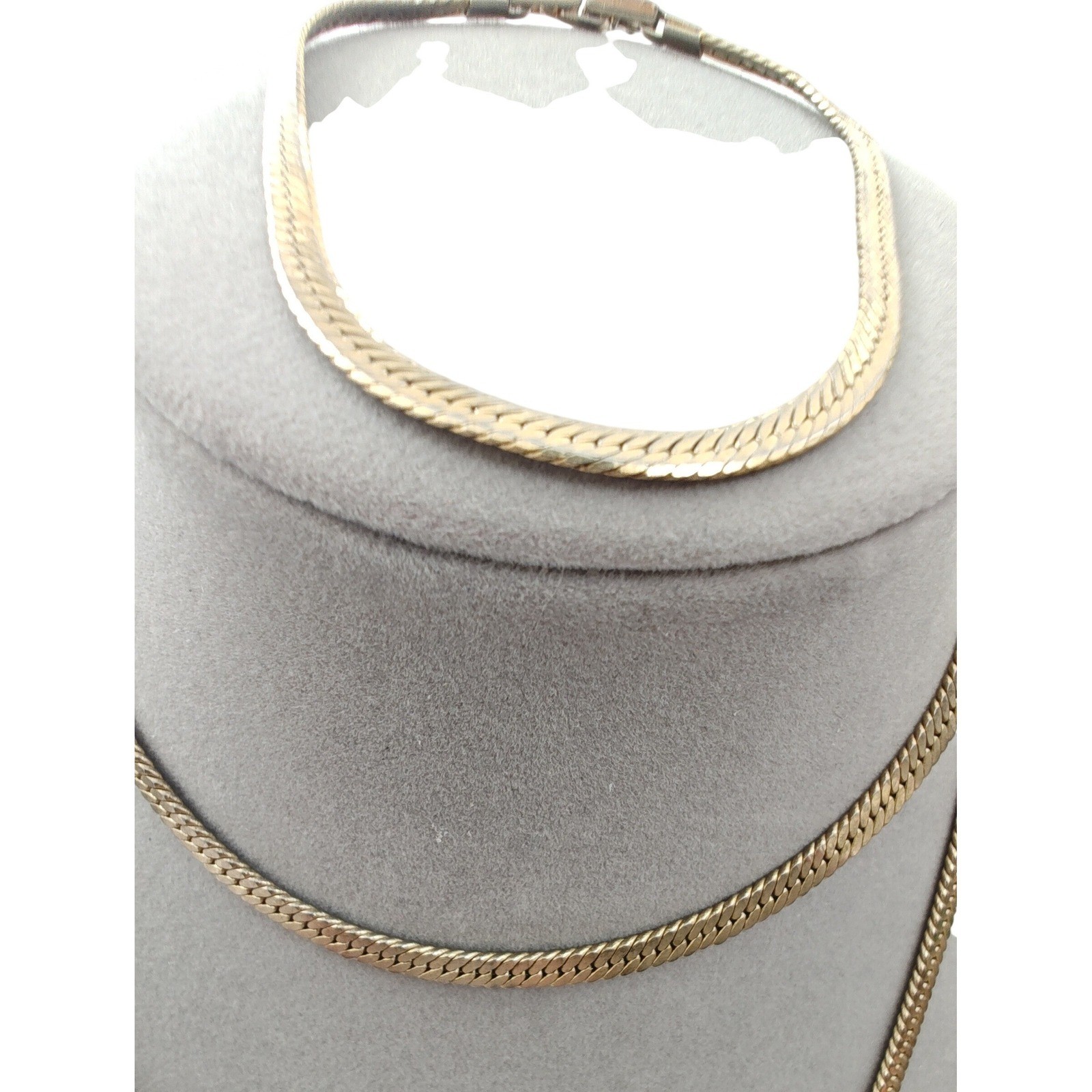 Necklace and Bracelet Set Herringbone Flat Chain Korea Jewelry