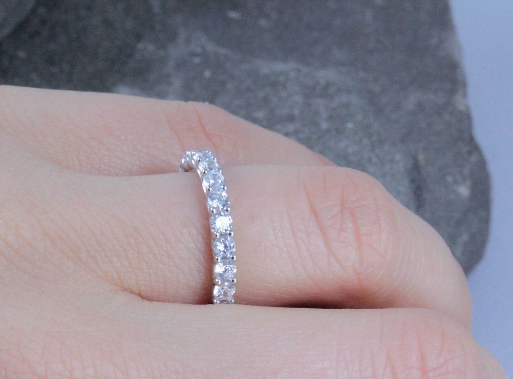 STACKABLE ETERNITY CZ .925 STERLING SILVER RING WEDDING WOMEN SIZE 1.5-14 SS3405