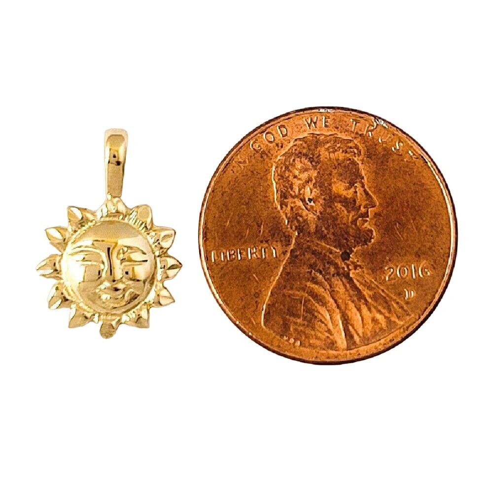 Small 14k Yellow Gold SUN Pendant / Charm, Made in USA