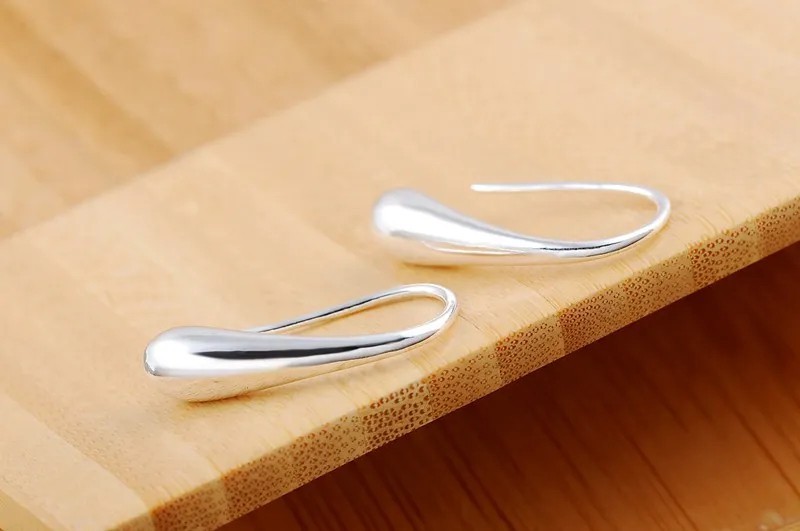 925 Sterling Silver Threader Drop Dangle Hook Earrings teardrop hanging