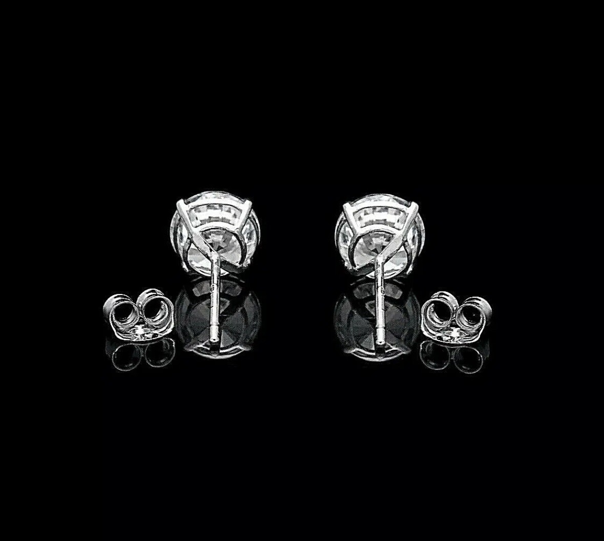 4.00 Ct Round Cut VVS1/D Lab Created Stud Earrings 14k White Gold 8mm Push Back