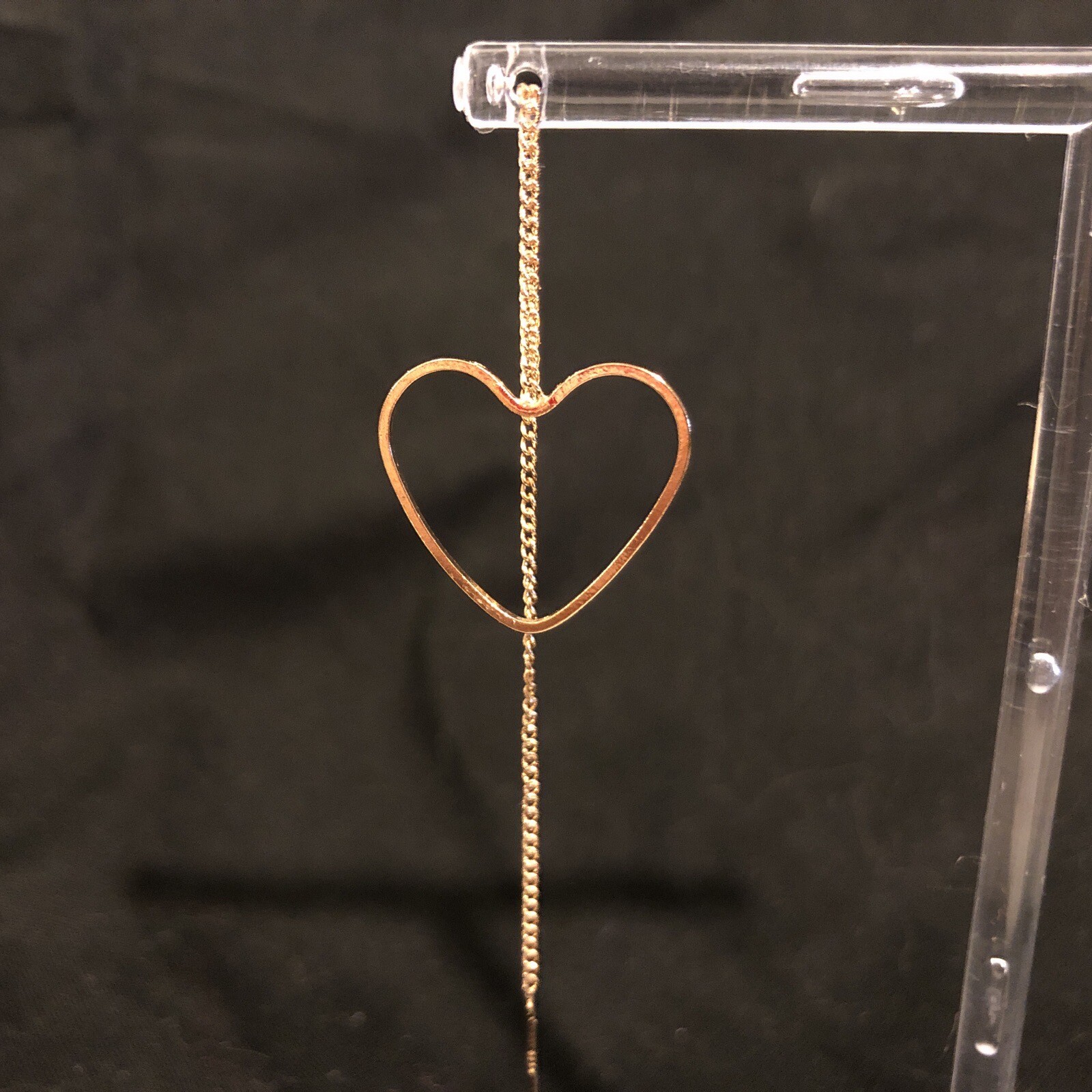 Open Heart Gold Color Threader Earrings W/chain You Pick Length New Without Tags