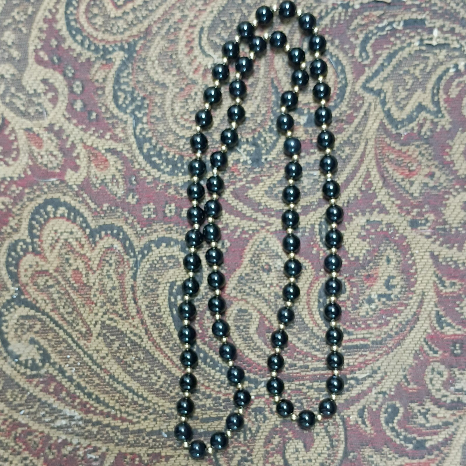 Solid 14 Karat Beads And Black Onyx Beads 30 In