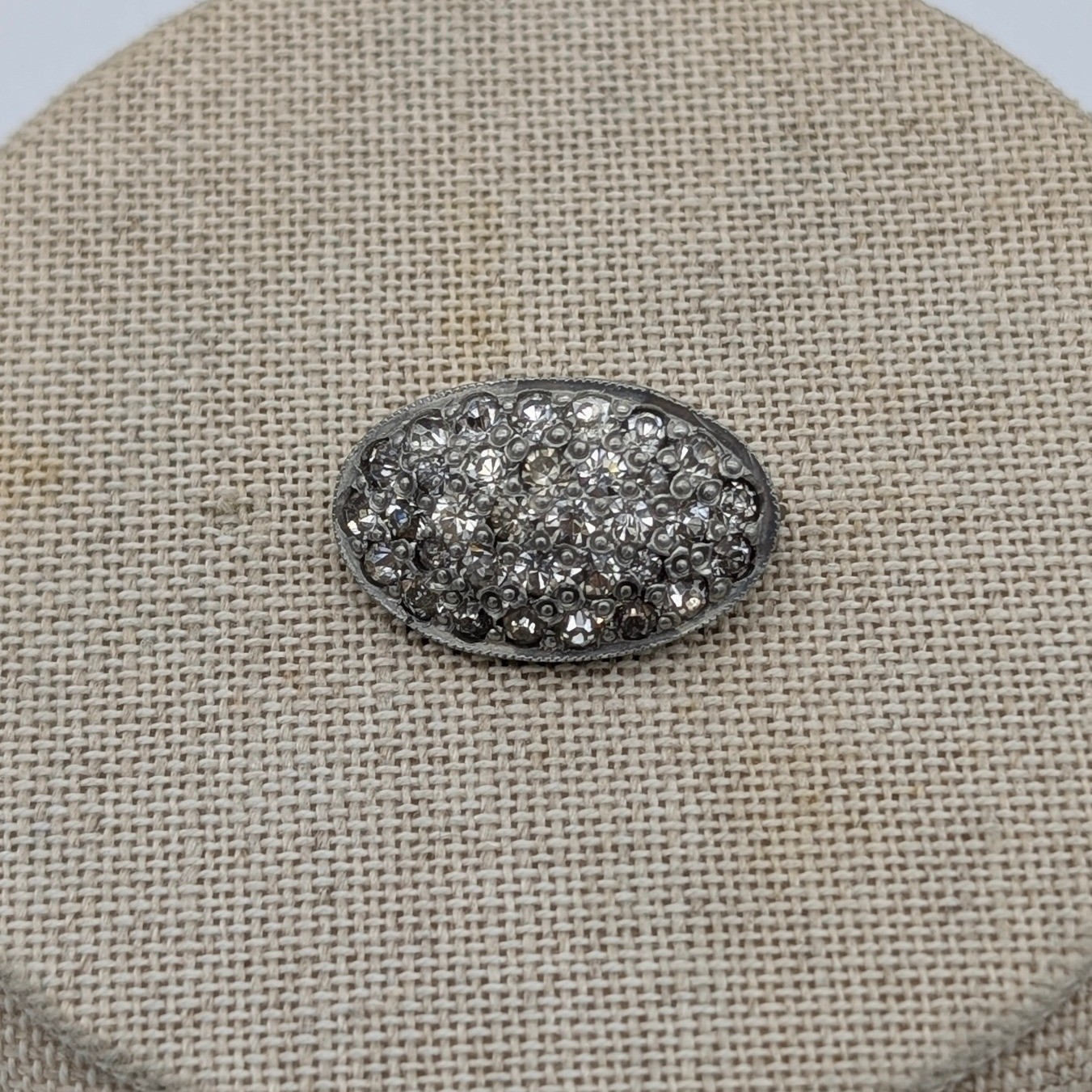 Vintage FN Co. Rhinestone Shoe Clips Pair Silver Tone Oval Sparkle Dress Formal