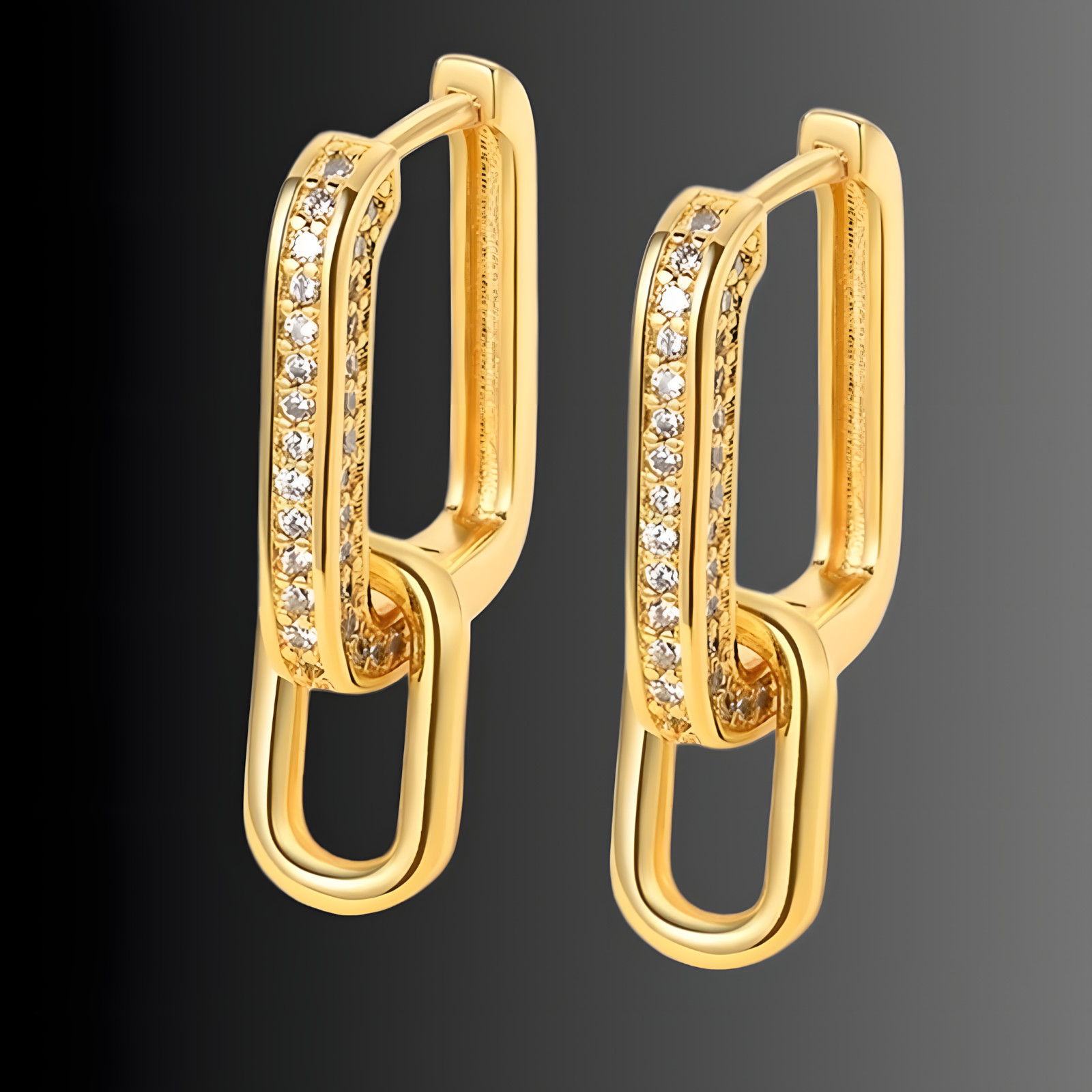 925 Silver Gold-Plated Link Hoop Earrings for Women – Geometric Chain Design 912