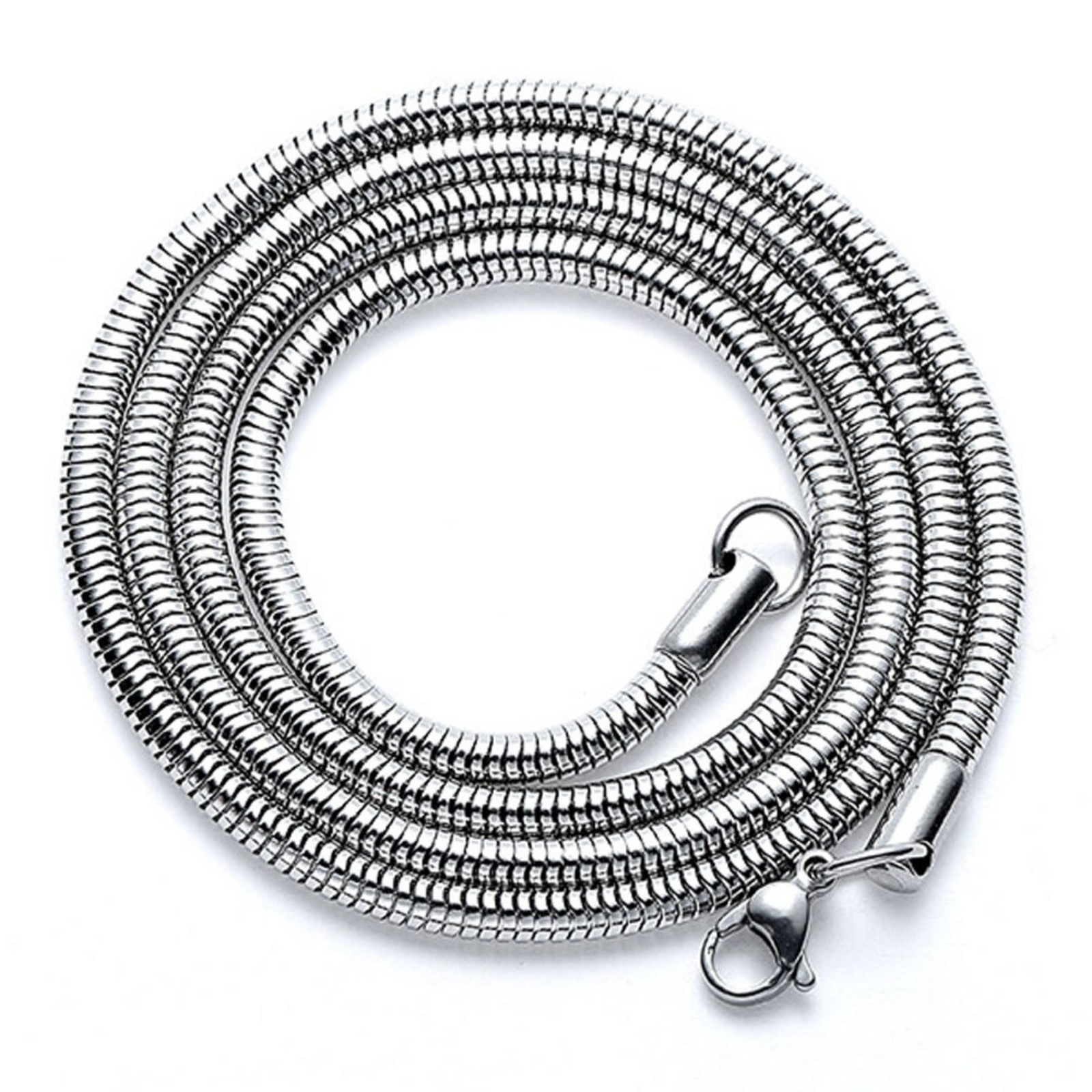 Stainless Steel Silver Round Snake Chain Necklace Men Women 1mm-3mm 7-30″