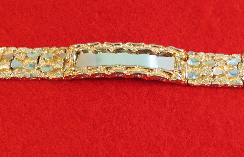 7″-9″ 14KT GOLD PLATED DESIGNER ID NUGGET 1/2 INCH WIDE BRACELET BLING SMID