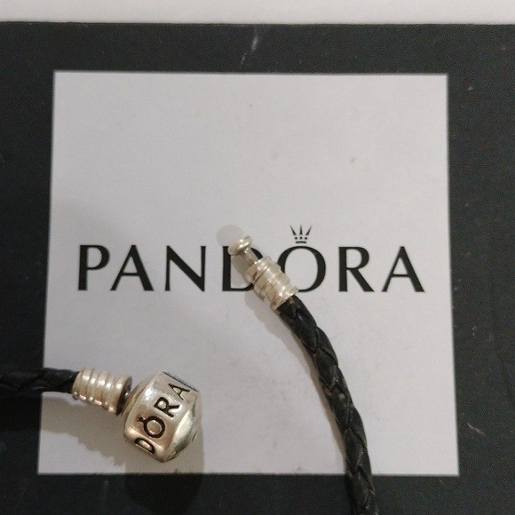Pandora Double Black Braided Leather Bracelet 12.0″