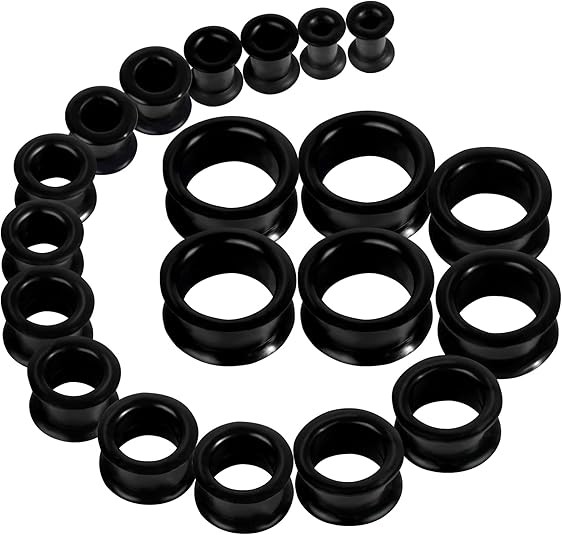 20PCS Hard Silicone Ear Tunnels Plugs Gauges Double Flared Stretching Kit 2G-1″