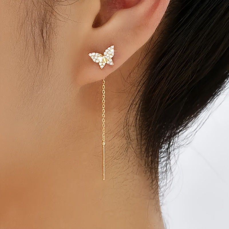 925 Silver Butterfly Dangle arrings Drop Dangle Women Jewelry Threader Tassel