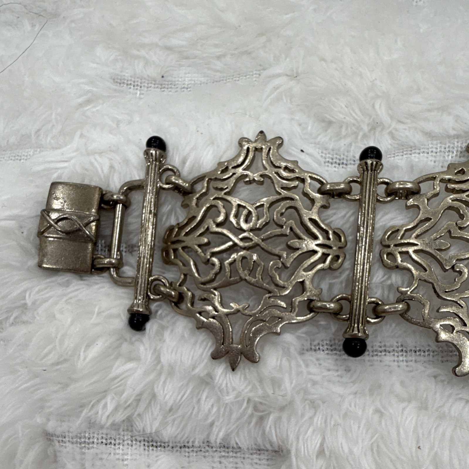 Vintage KCR Silver Tone Oval Link Bracelet – Box Clasp Signed Approx 7 in