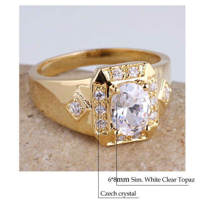 Oval Shape Stone Men Gold Plated Ring Size Selectable Quality Made