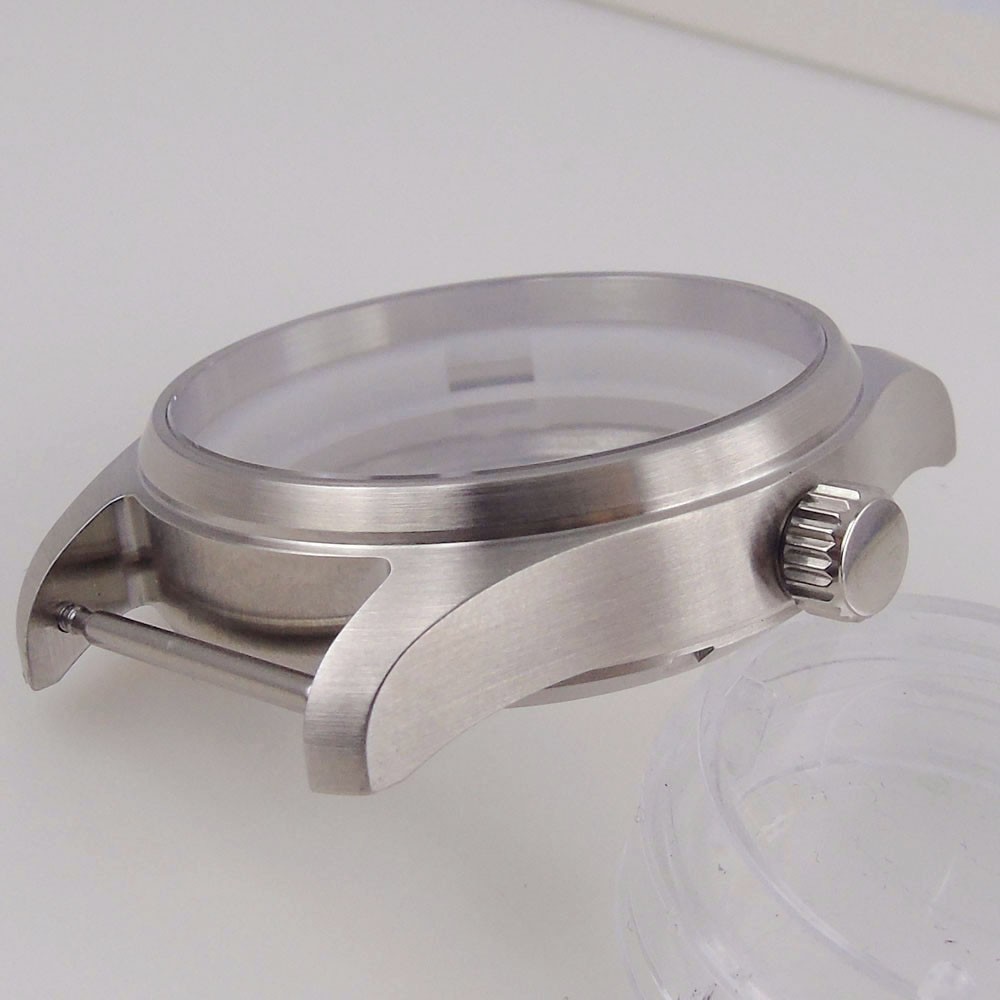 39mm Pilot Watch Case+Dial+Hands Set Fit NH35 ETA2824 PT5000 Miyota82 Clear Back
