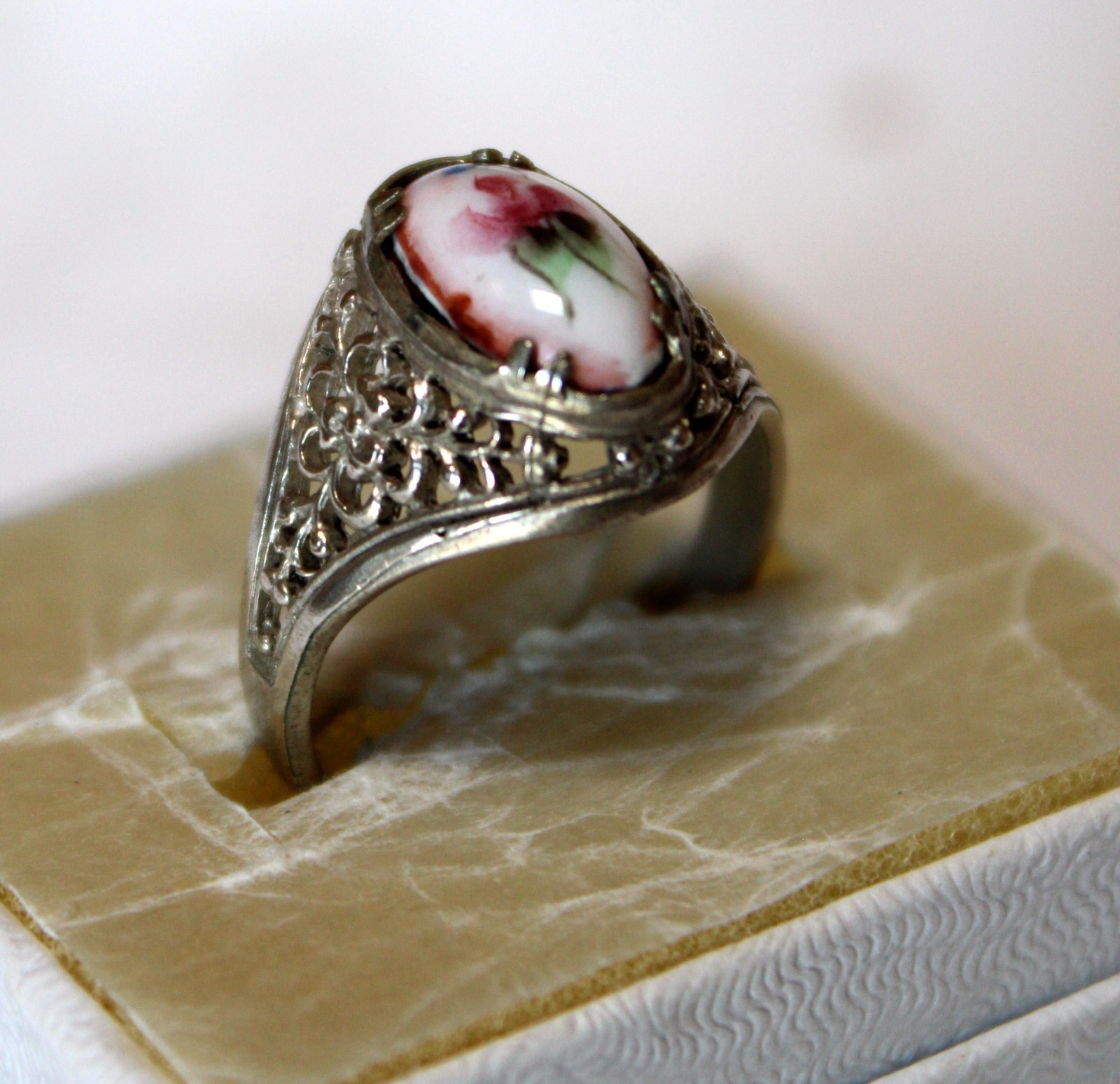 Vintage Russian Hand Painted Enamel Rings 4 Variation Finift Technique #77,83,95