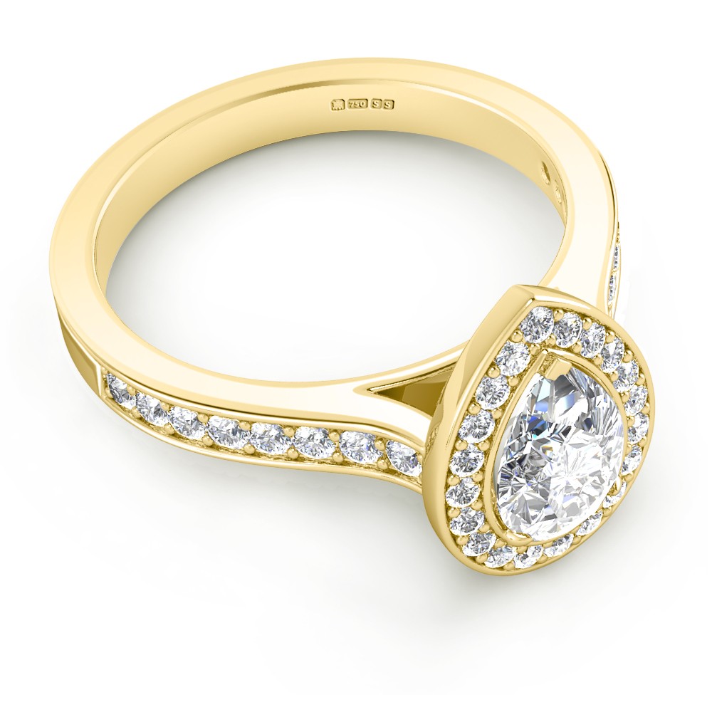 14K Yellow Gold Pear Cut Lab Created Diamond Ring for Women, 1.8 CT Total