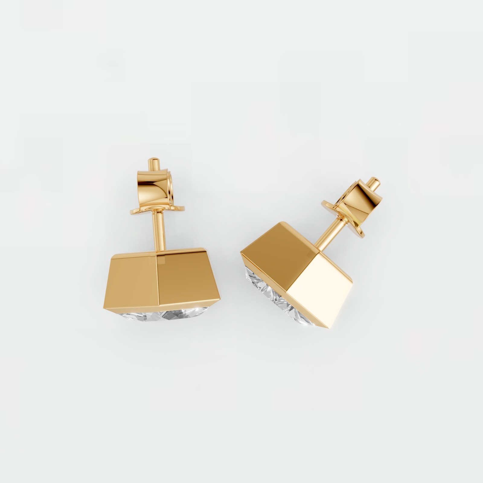0.90 CTW Hexagon Lab Grown Diamond Stud Earrings Solid Gold Geometric Earrings