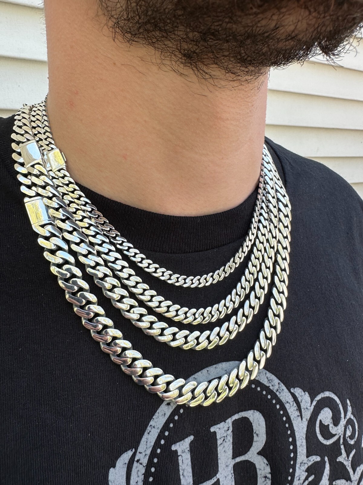 Miami Cuban Link Chain Necklace / Bracelet Real 925 Silver Sleek Clasp 6-12mm
