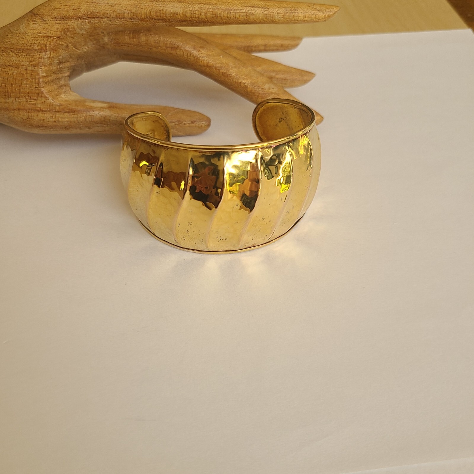 QVC VERONESE ITALY 18K GOLD ON STERLING SILVER 7.5 IN HUGE CUFF BRACELET 40MM