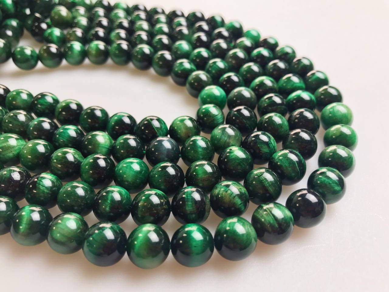 Green Tiger Eye Smooth Round Beads 4mm 6mm 8mm 10mm 12mm 14mm 15.5″ Strand
