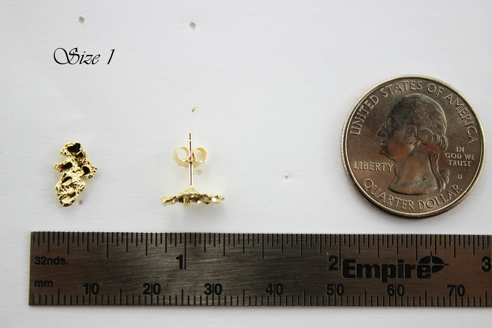 Authentic 10k Solid Yellow Gold Nugget Stud Earrings Men Women Unisex