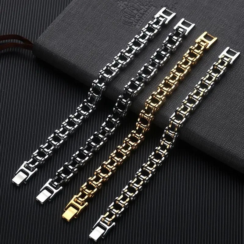 Stainless Steel 8.5 in Solid Motorcycle Bike Chain Design Bracelet Men’s Jewelry
