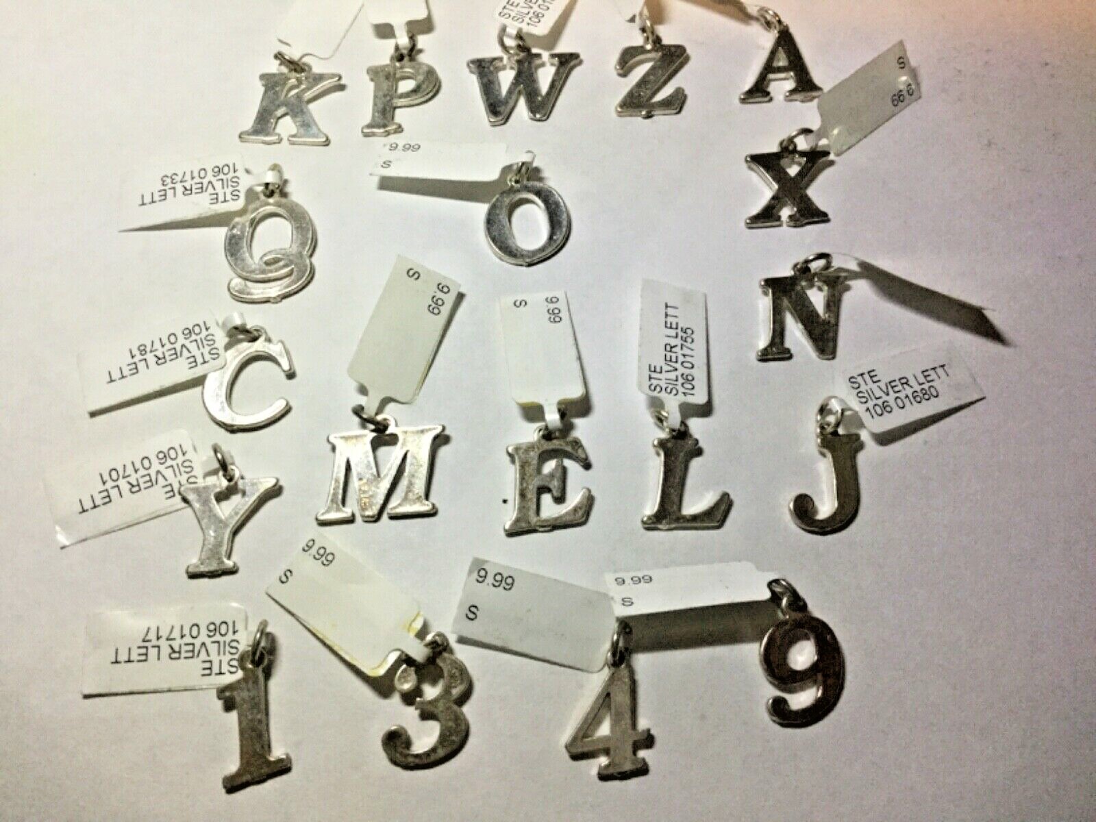 Genuine Sterling .925 Silver Letter or Number Pendant, Charm