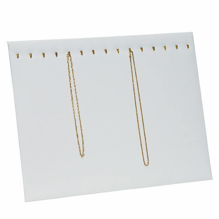 White Leatherette Necklace Chain Pendant Display Easel Boards Holder Organizer