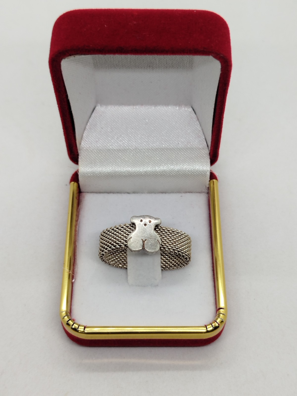 TOUS Sweet Teddy Bear Sterling Silver Ring MESH Size 7.5