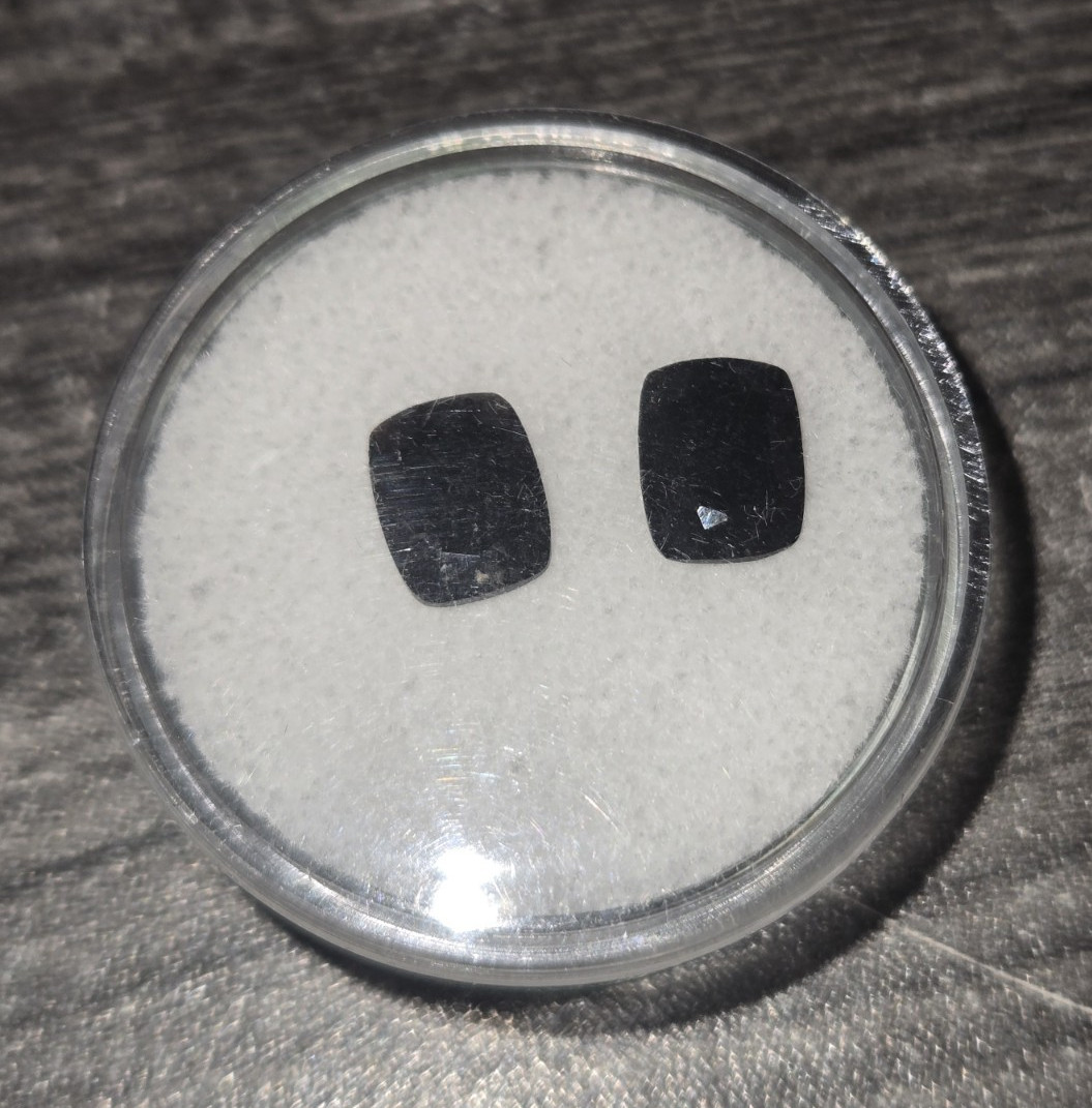 3.45ct Black Onyx Cushion Cut Loose Gemstones, Opaque Black, 2pc Lot