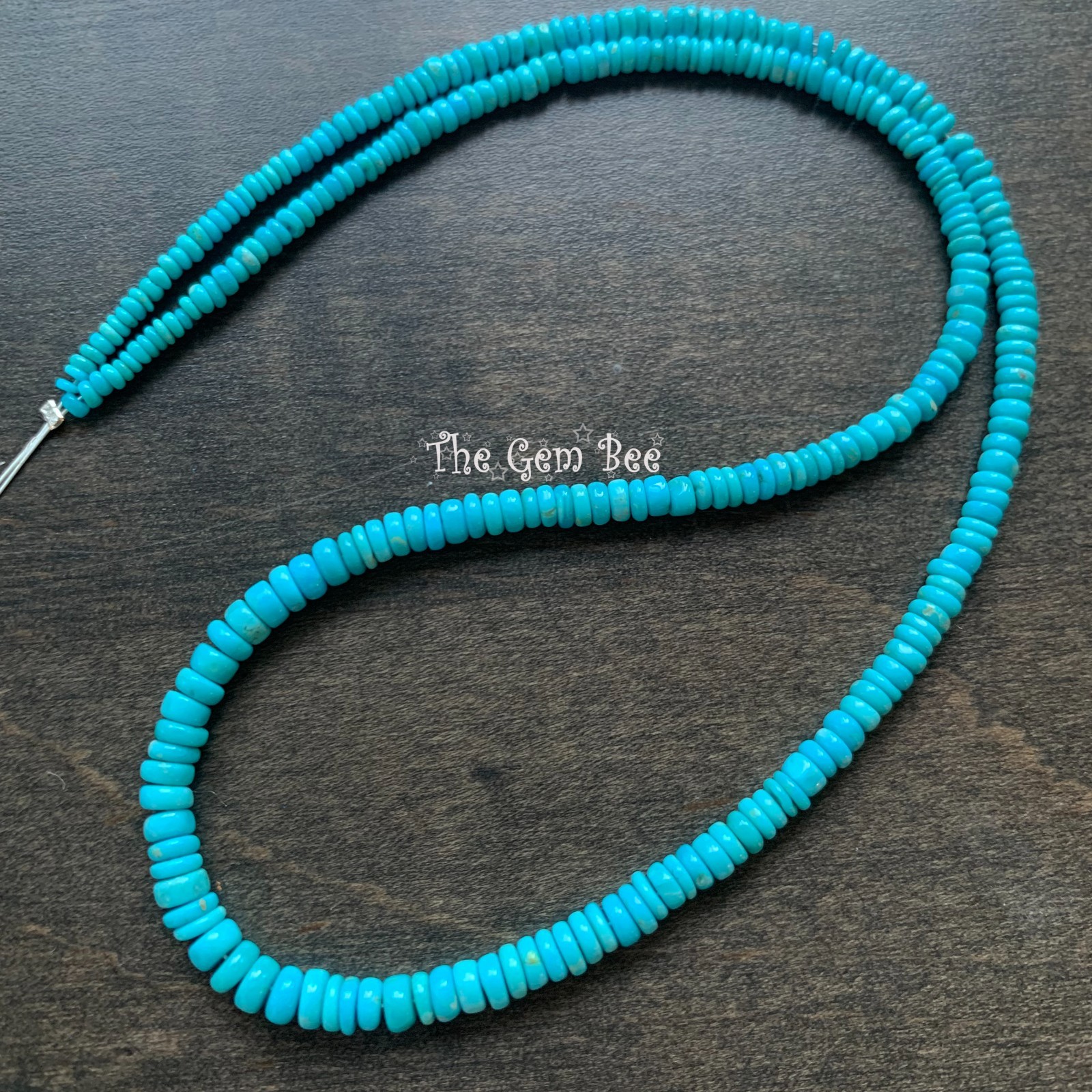 2.8MM-4.2MM Sleeping Beauty Turquoise Smooth Rondelle 16 inch strand