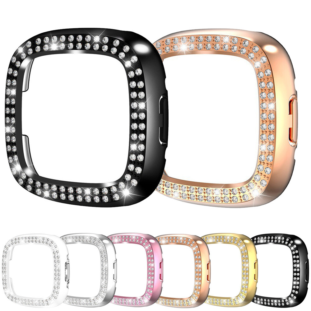 Strap +Bling Diamond Case for Fitbit Versa 4 3 /Sense 1 2 Bling Metal Watch Band