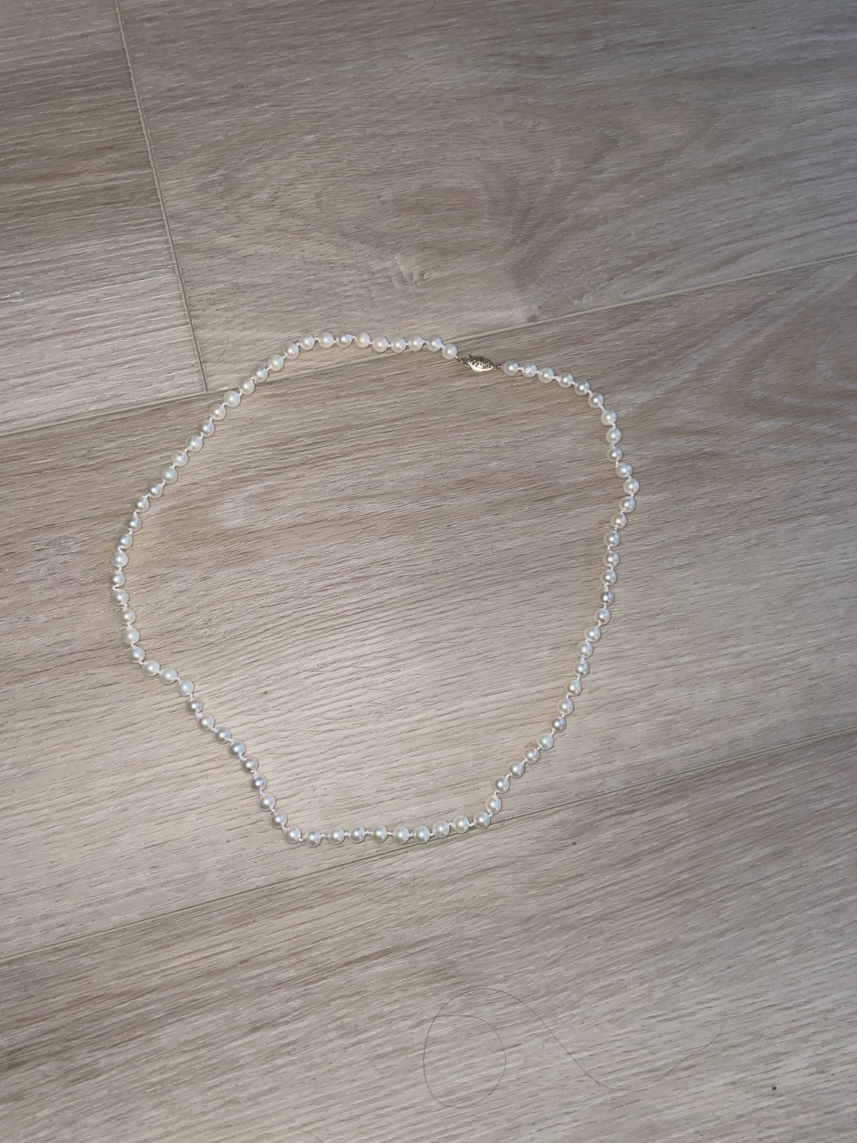 Akoya Pearl Necklace 6-6.5mm 14K Yellow Gold Clasp White Round Pearls