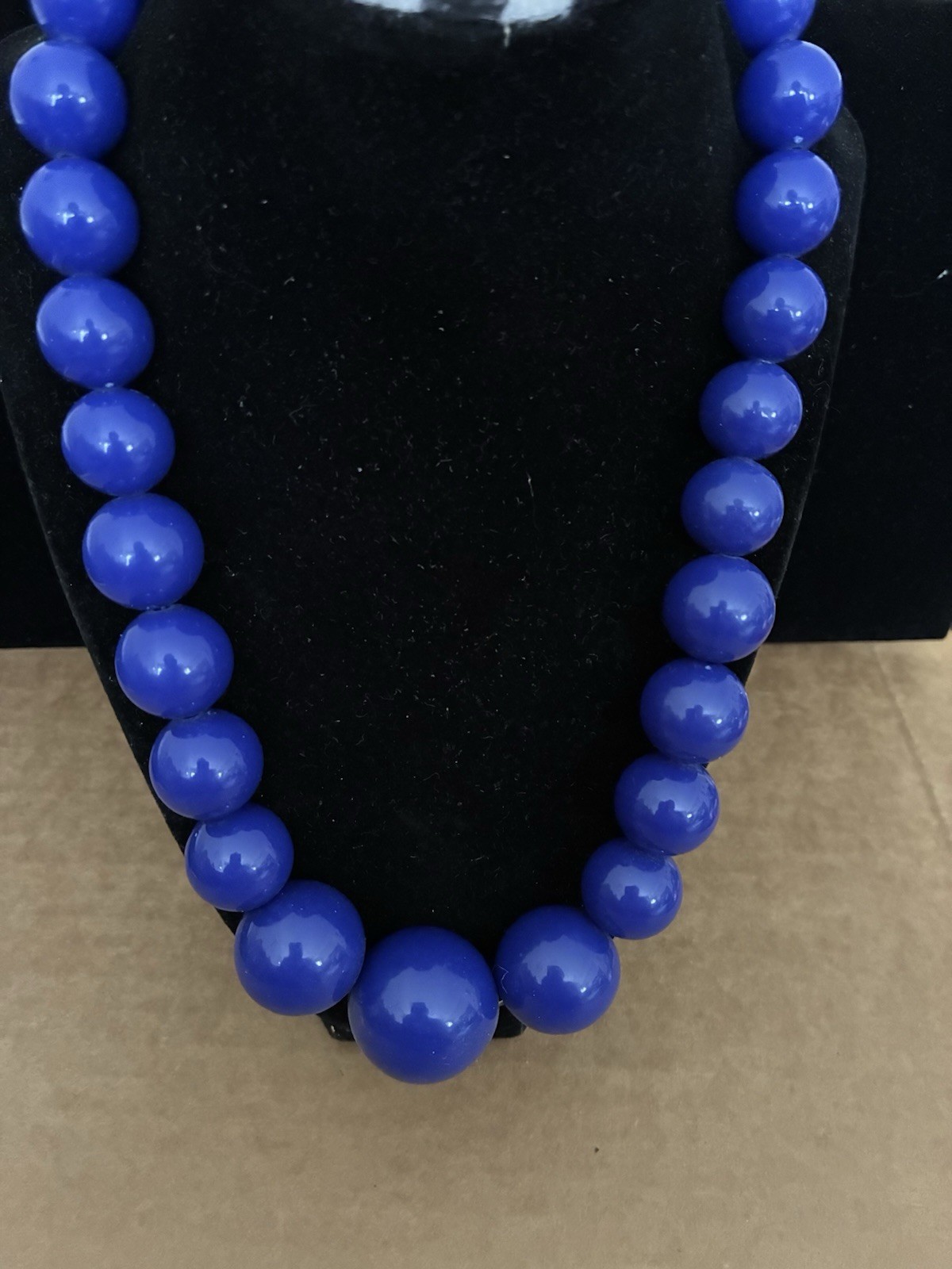 Xhilaration Blue Plastic Beaded Statement Necklace Ball/Bead Chain Adjustable
