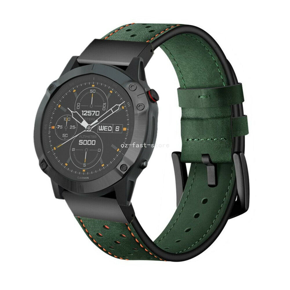 26mm Quick Fit Leather Watch Band Strap For Garmin Fenix 8 51MM 7X/6X/5X/Plus/3