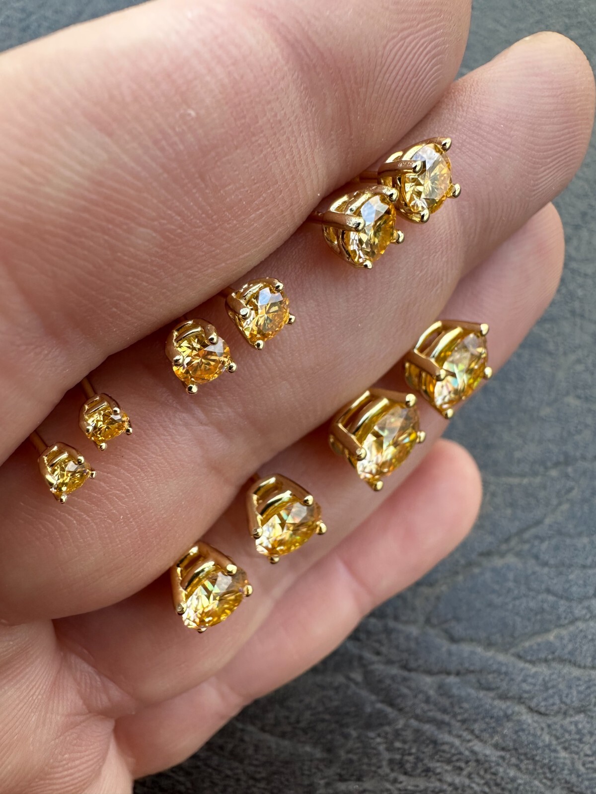 Canary Yellow Moissanite Screwback Stud Earrings 14k Gold Plate 925 Silver 3-8mm