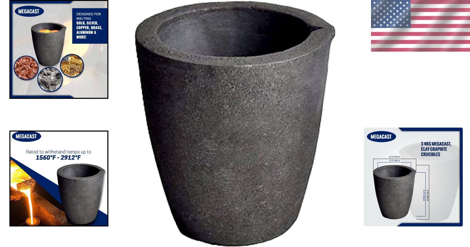 Precision 4KG Graphite Crucible for Melting Gold, Silver, & Copper Safely