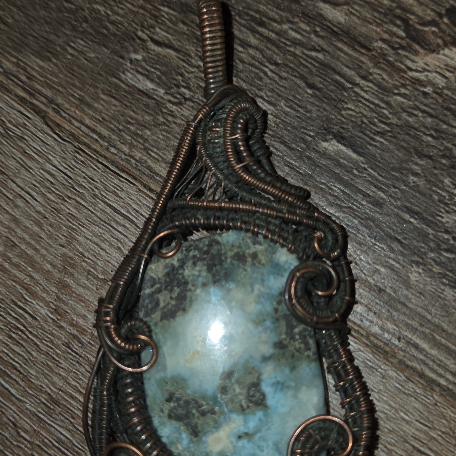 Handcrafted Bohemian Copper Wire Wrapped Multicolor Cabochon Amulet Lot of 5