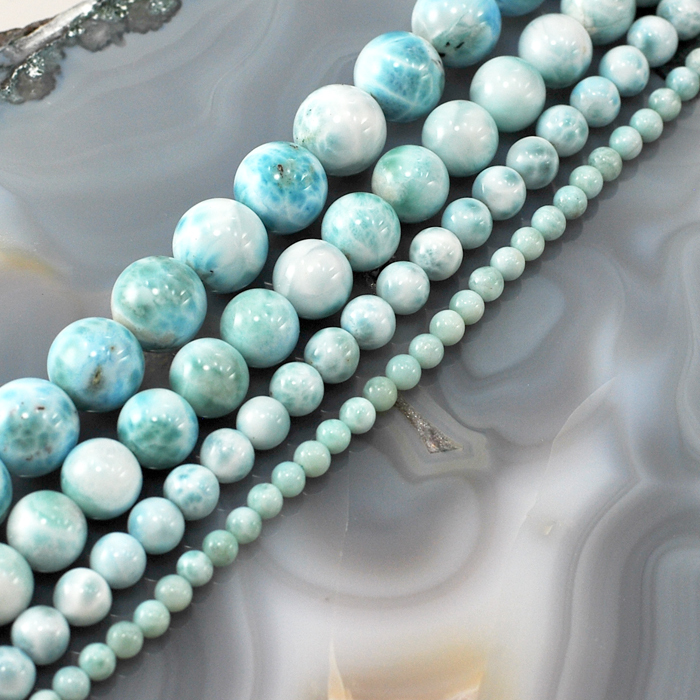 AAA Natural Blue Larimar Round Bead 15″ inch strand 4mm 7mm 10mm 12mm Free Ship