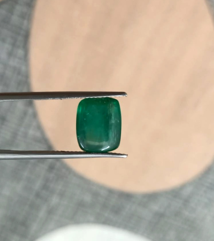 Natural Emerald Cushion 8.5×10.5 Cabochon Loose Gemstone Polished for Jewelry