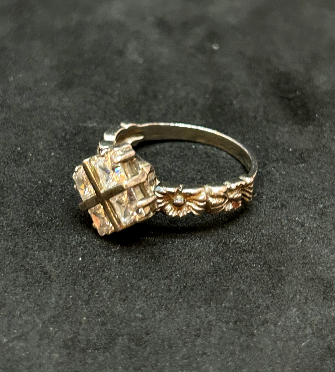 925 Sterling CZ Square Ring 12.0mm Sz 7.5 – 4.13g