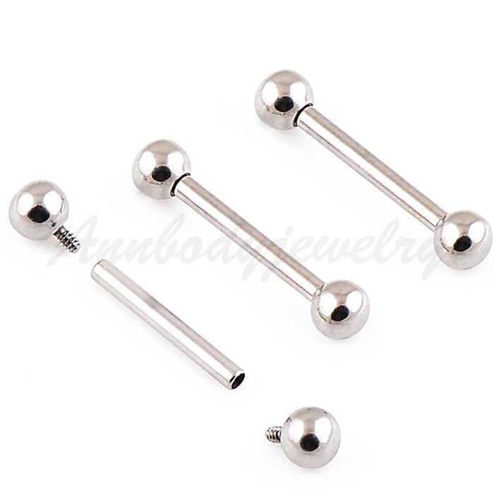14g 16g Internally Threaded Grade 23 Solid Titanium Barbells Tongue Ring