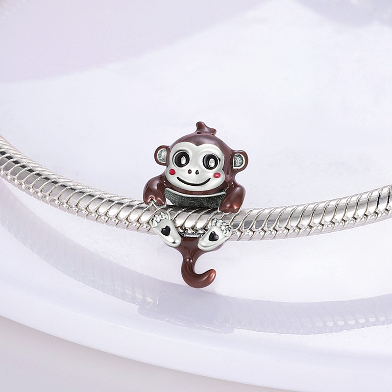 MULA European Enamel Small Monkey Charm Fit Women Bracelet 925 Sterling Silver