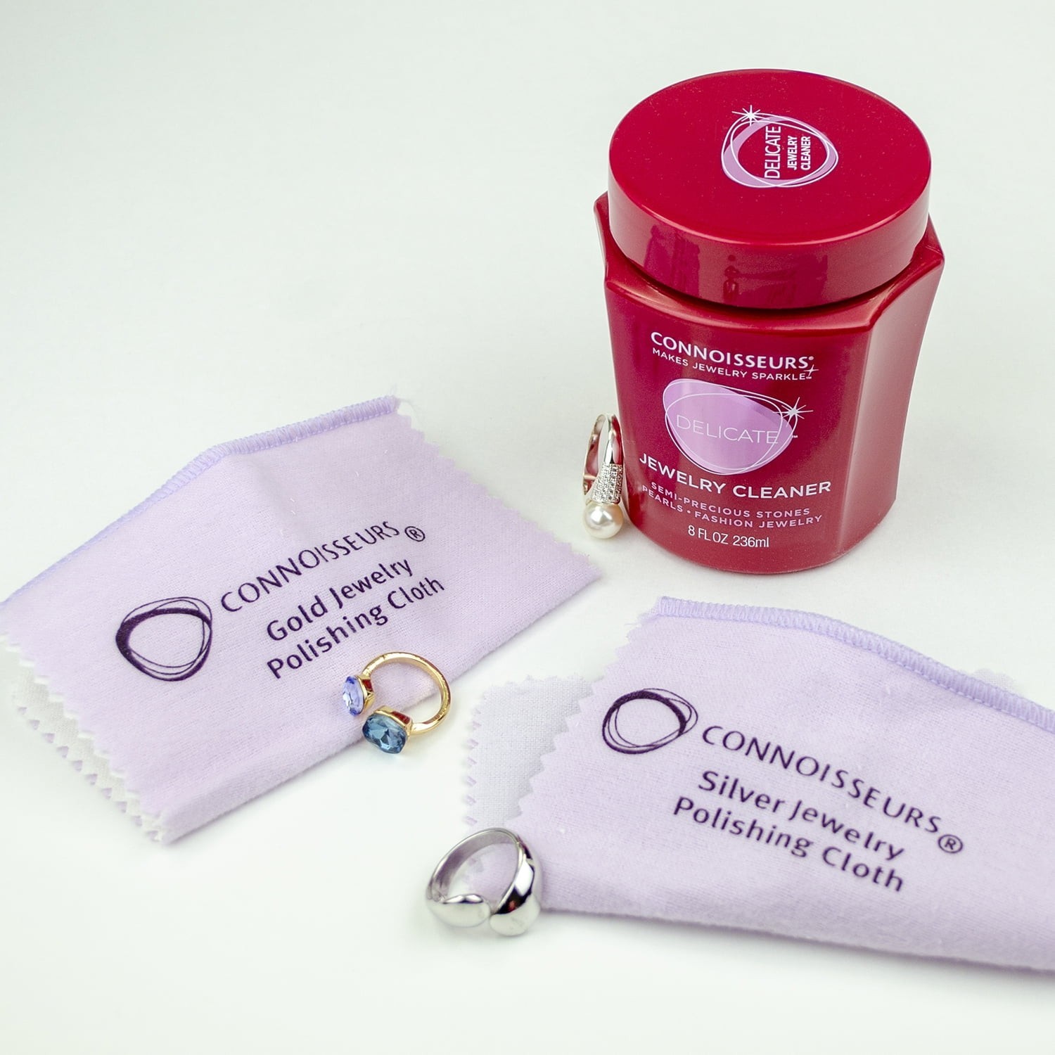 Connoisseurs All-Purpose Jewelry Cleaning Kit with Cleaner Solution and Polishin