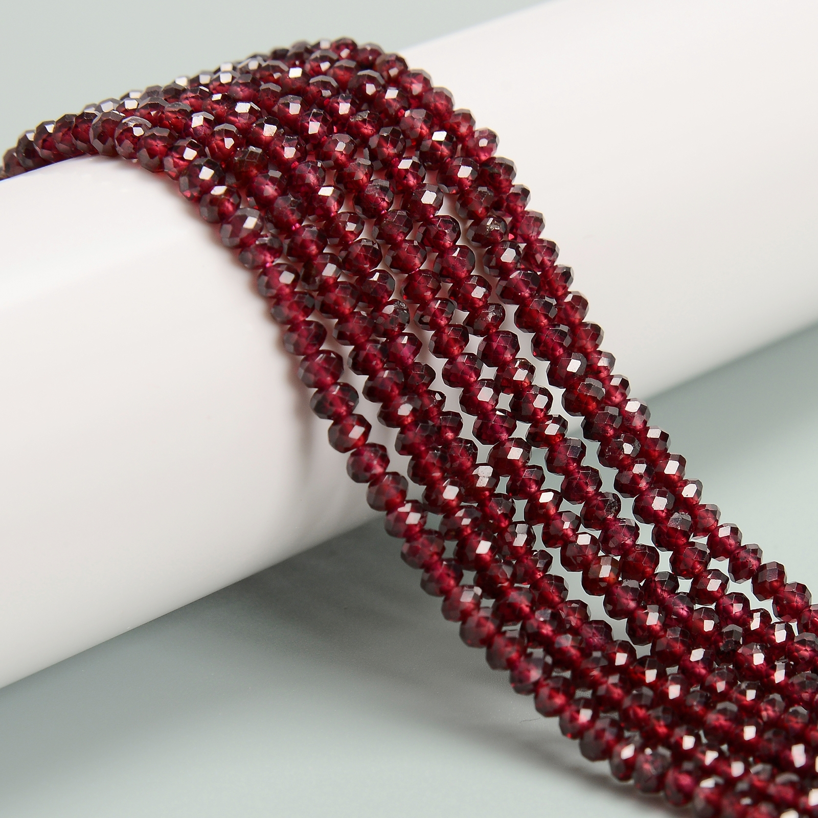 Natural Red Garnet Faceted Rondelle Beads Size 2.5x4mm 15.5” Strand
