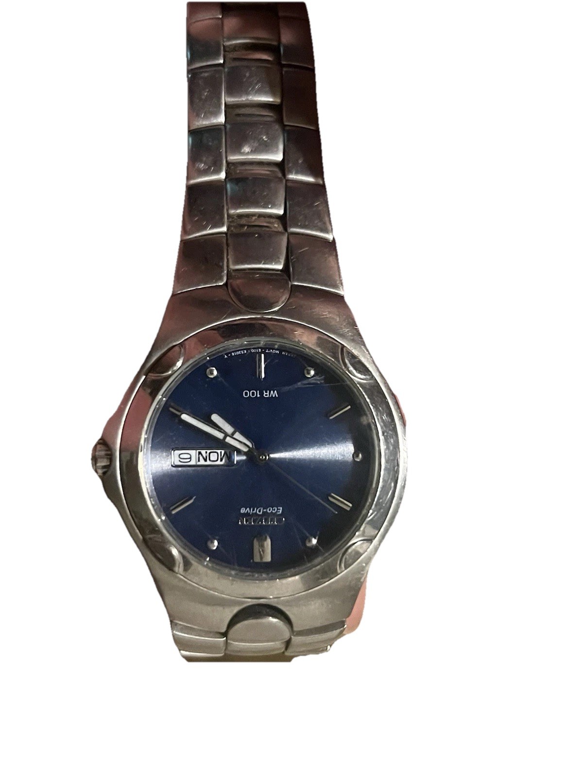 Citizen Eco-Drive WR100 Quartz Men’s Blue Dial Day/Date SS Bracelet 100m