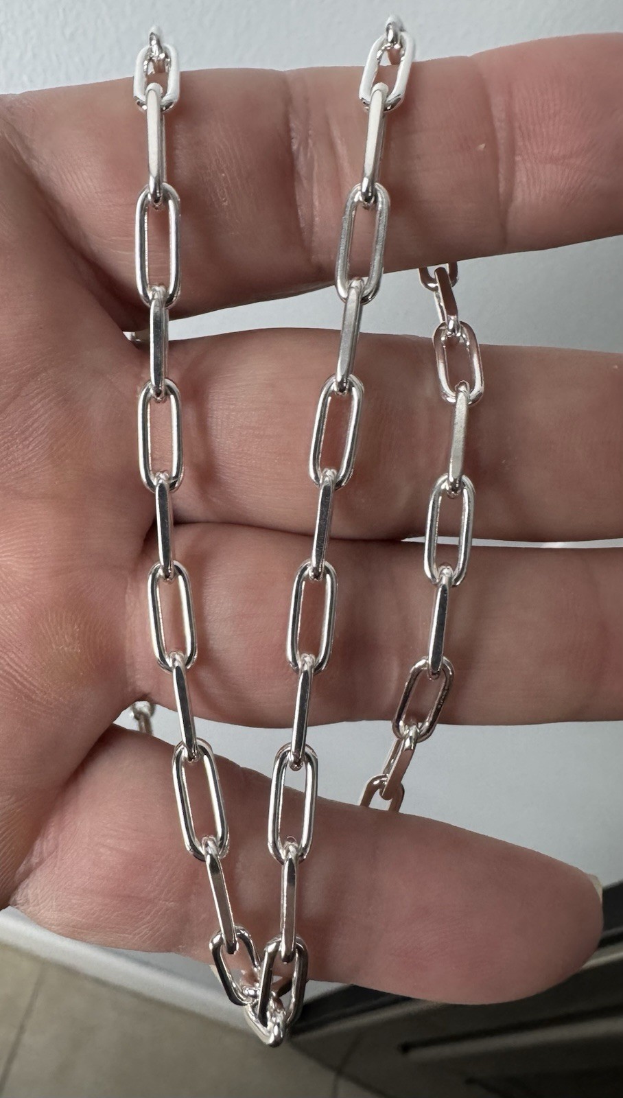 Sterling Silver 925 Paperclip Solid Necklace Lobster Clasp Signed 20” 22.25g